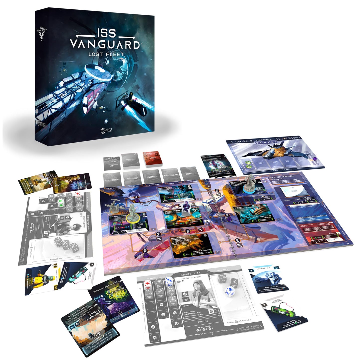 Awaken Realms ISS Vanguard Lost Fleet Board Game Expansion - Cooperative Sci-Fi Adventure, 1-4 Players, Multicolor, Model AWIV02
