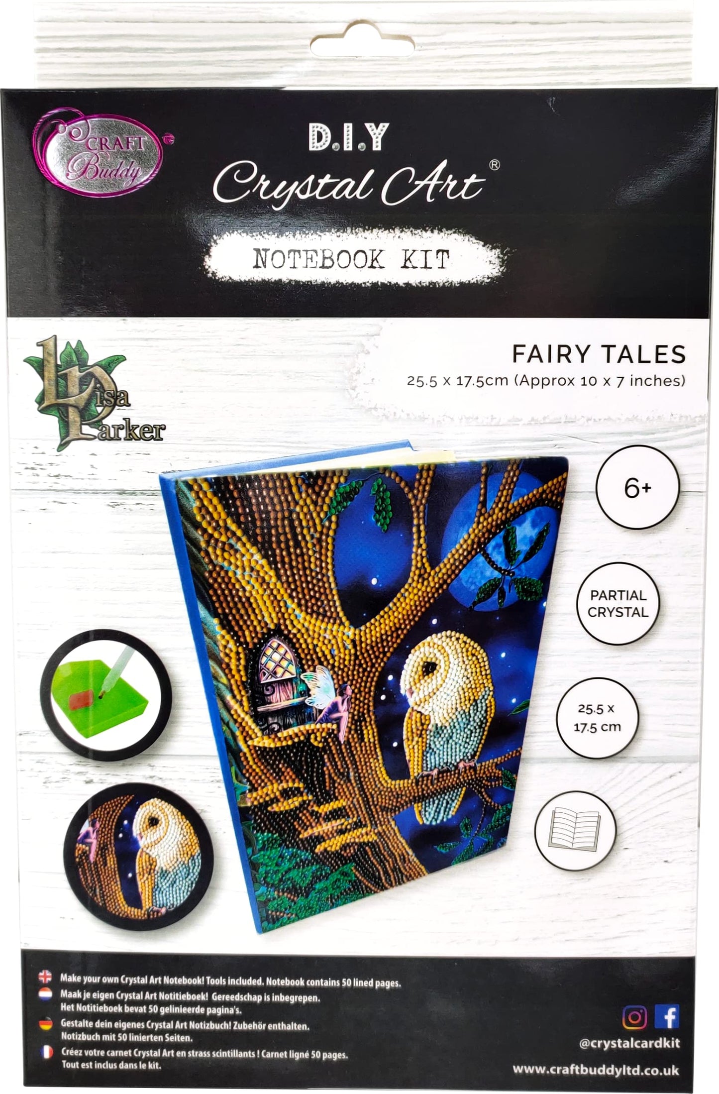 CRYSTAL ART Notebook - Owl and Fairy Tree Notebook Kit - Create a Sparkling Notebook Cover Using Crystals - for Ages 8 and up