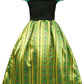 Cokos Box Princess Costumes For Girls Birthday Party Halloween Cosplay Christmas Dress Up Coronation Dress Necklace Accessories Set, Olive, 7-8 Years