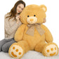 Morismos 5Ft Giant Brown Teddy Bear Stuffed Animal, Large Teddy Bear Plush Toy With Footprints And Bow, Gift For Girlfriend, Wife, Girls At Birthday Valentine'S Day, Christmas, Baby Shower Decor