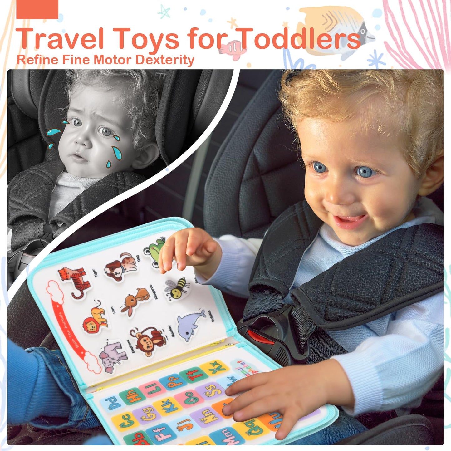 Toddler Busy Board Montessori Toys For Toddlers 1-3 Year Old Educational Activity Book Board Sensory Travel Toys Ages 2-4 Presch