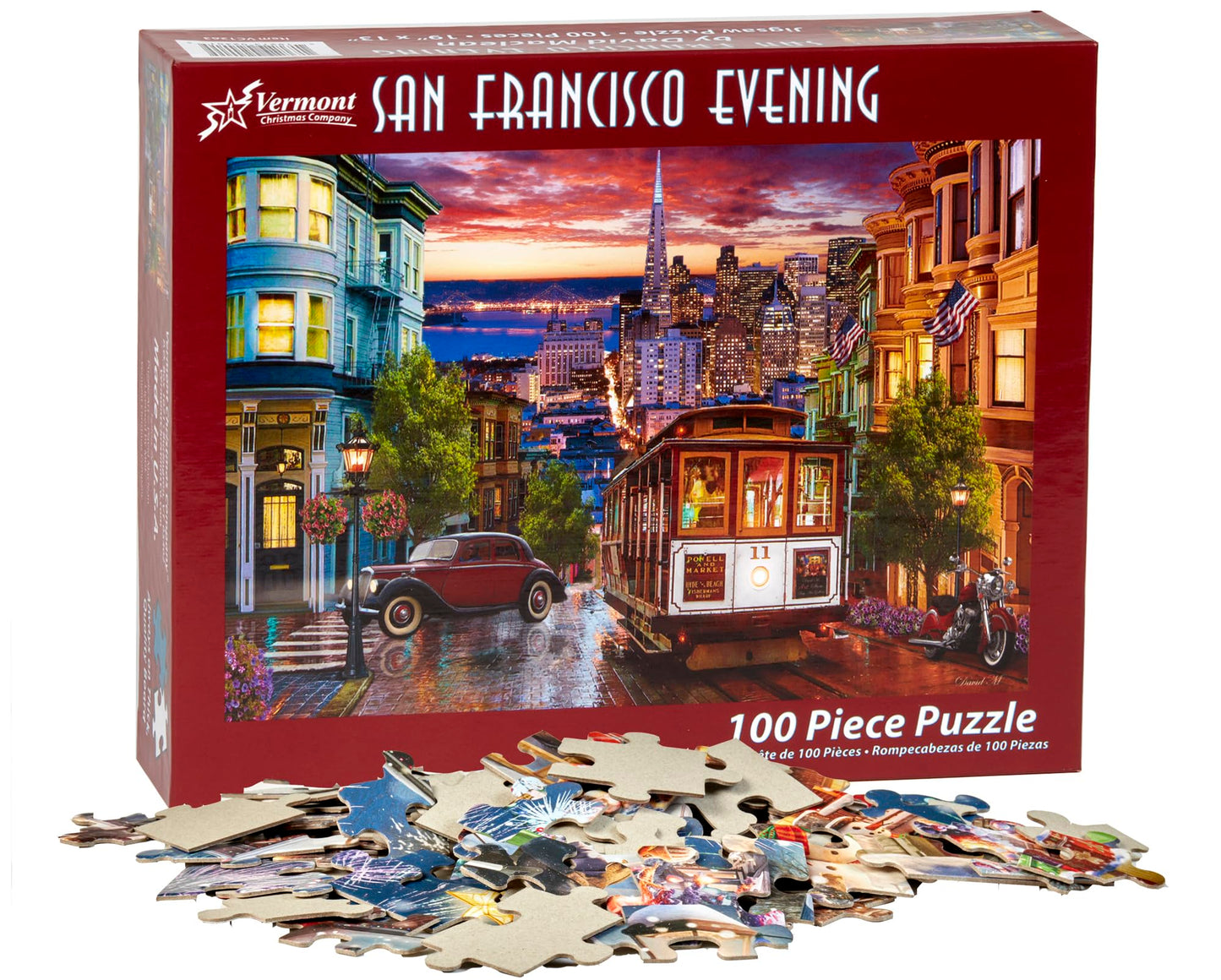 Vermont Christmas Company San Francisco Evening Jigsaw Puzzle 100 Piece  Large Pieces Perfect for Kids and Seniors
