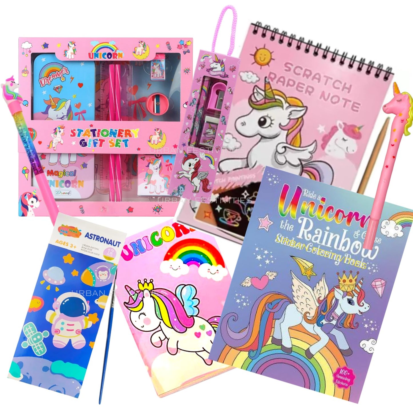 Taufa Villa Unicorn Stationery Set Combo For Kids With Unicorn Pouch,Diary,Unicorn Colouring Book,Pen,Pencil,Eye Mask For Girls 
