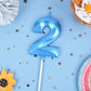 PHD CAKE 2.76 Inch Diamond Blue 2 Number Birthday Candles, Blue Number Candles, Cake Number Candles, Party Celebration