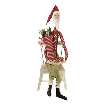Gallerie Ii Sleepy Time Santa Claus Joe Spencer Gathered Traditions Christmas Holiday Xmas Hand Painted Soft Figure Figurine Shelf Sitter End Table Fireplace Mantle Cute Whimsical Decor Decoration
