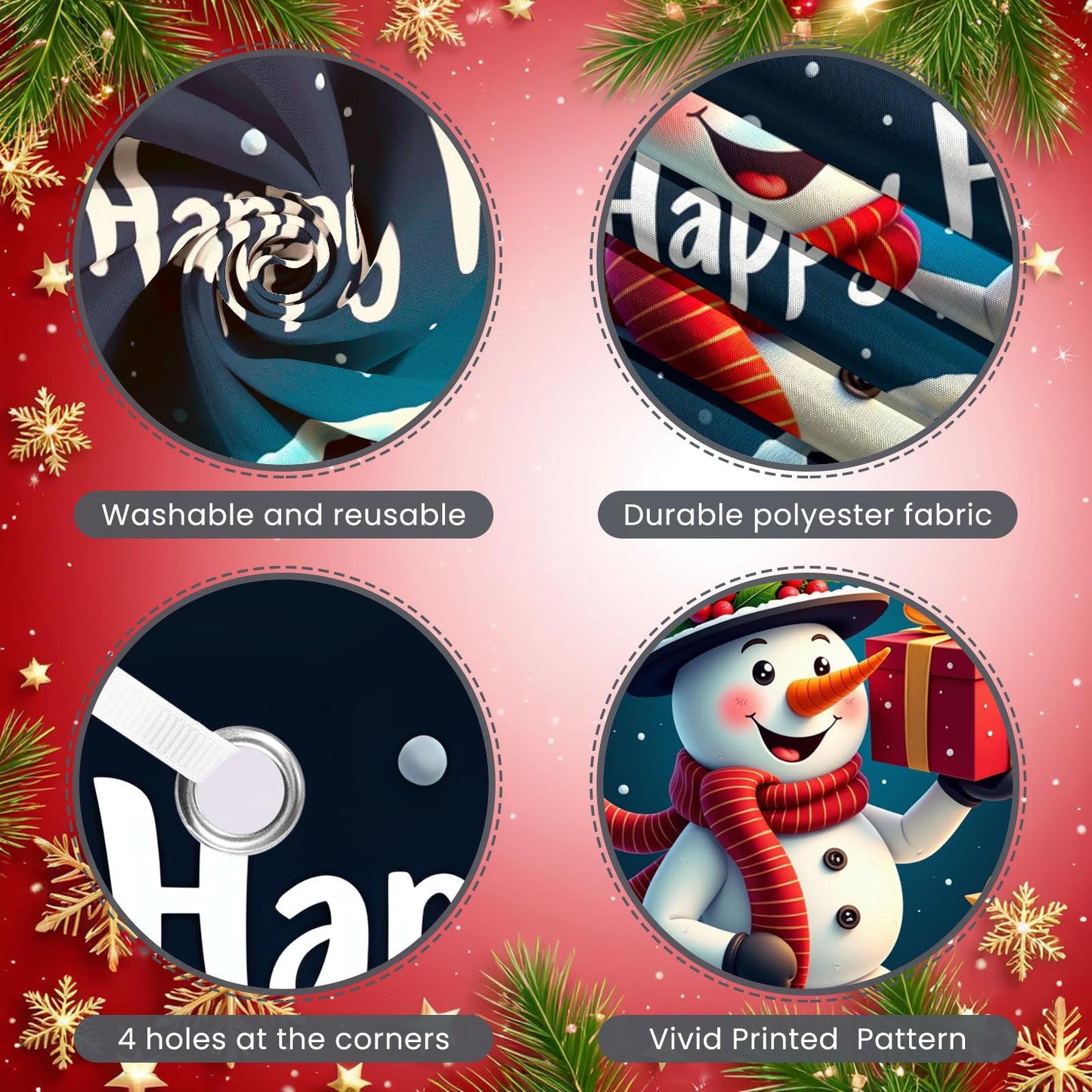 Large Christmas Snowman Door Cover Happy Holidays Door Banner Outdoor Decoration Winter Backdrop for Xmas Home Party Decor Banne