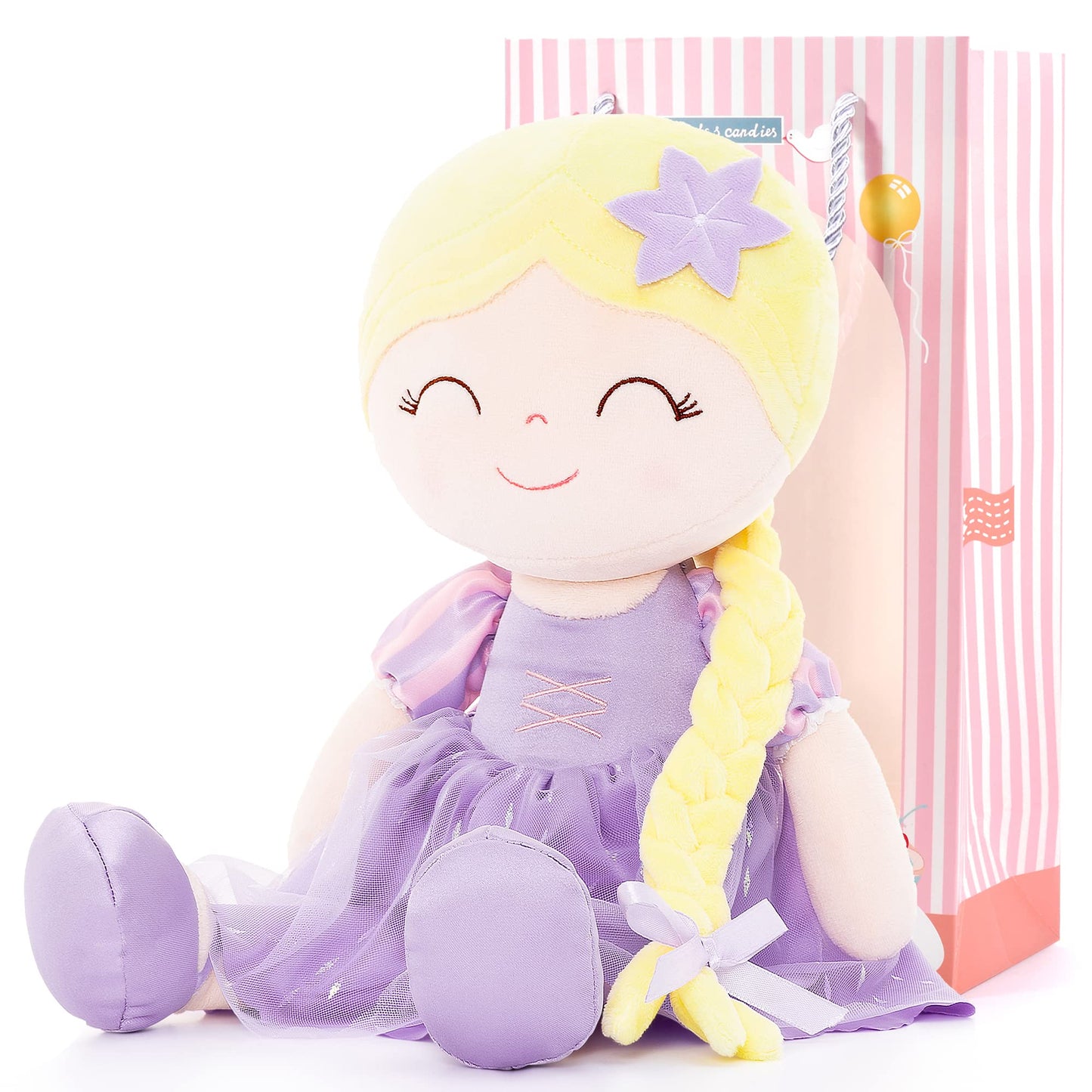 Gloveleya Dolls Princess Girls Toy First Baby Girl Gifts Soft Plush Manor Princess Doll Rapun Lavender 16'