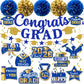 Graduation Party Decorations ,Graduation Banner and Hanging Swirl (Blue & Gold)