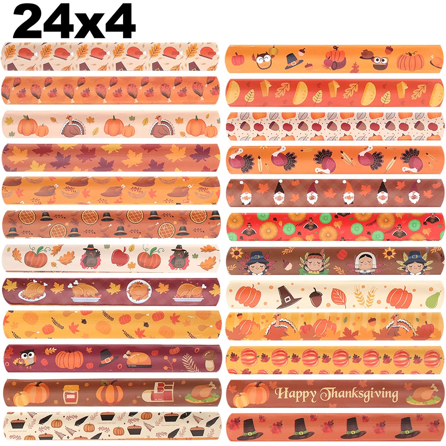 WIQEDOHA 96PCS Thanksgiving Maple leaf Themed Slap Bracelets for Thanksgiving Party Favors, Fall party Favors,Birthday Party Fav