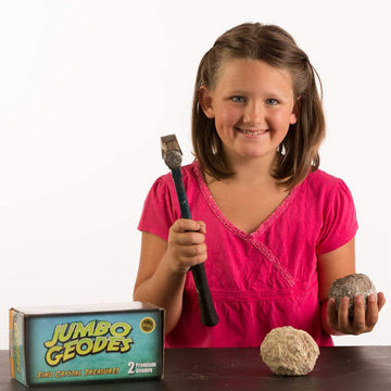 Break Open 2 Jumbo Geodes- Break Your Own Large Geode With Crystals, Earth Science Kit For Kids To Learn Geology, Gifts For Rock
