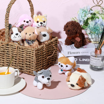 Aoriher 9 Pcs Mini Plush Dog Bulk 4.7 Inch Puppy Stuffed Animals Small Stuffed Dogs Cute Assorted Soft Puppy Toys For Birthday V