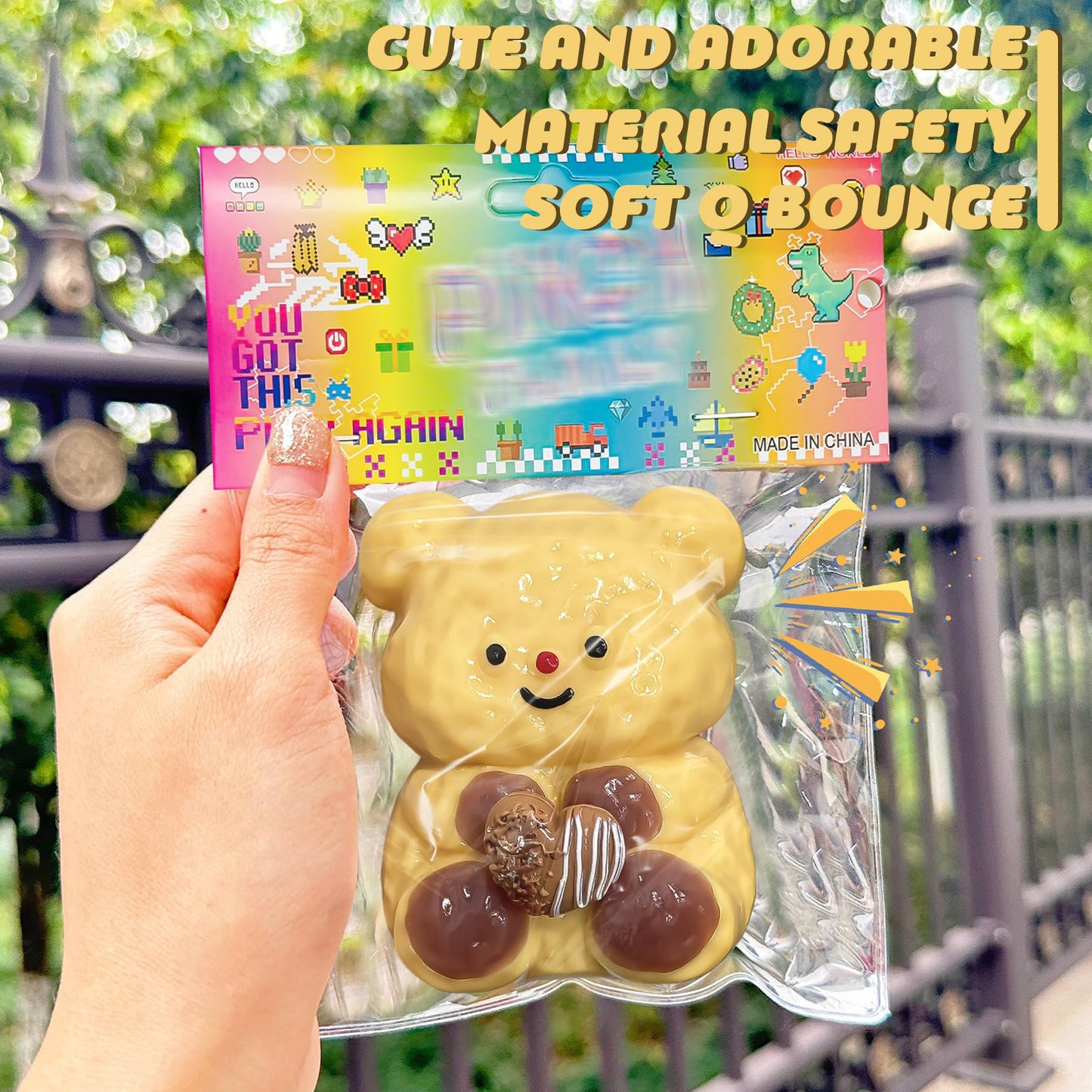 XPQKDC 2Pc Gummy Butter Bear Stress Toy, Soft Silicone Sticky Toys for Adults & Kid, Cute Butter Bear Squeeze Toys, Sensory Fidg