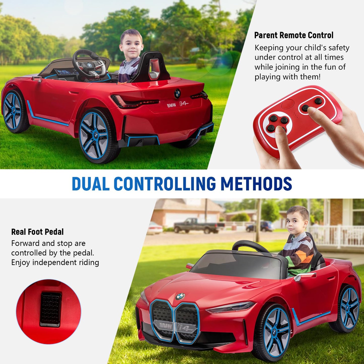Licensed BMW Ride on Car for Kids by Bopilon 12V 7AH Electric Car for Toddlers 1-3 Power Wheels with Remote Control BMW Kids Car