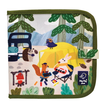 JJB & Friends Camping Doodle It and Go Activity Book | Erasable and Reusable Chalk Board Book | for Drawing and Creative Play | 