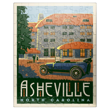 MyPuzzle Asheville: North Carolina  Vintage Poster - enhanced 100 Piece Jigsaw Puzzle for mature-themeds