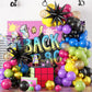 80S 90S Theme Party Balloon Garland Arch Kit, Black Rose Red Purple Green Blue Yellow Metallic Gold Latex Balloons Decorations B