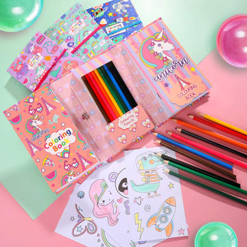 Panda Coloring Book Set With Coloring Pages & Colored Pencils, Art Supplies For Kids Ages 4-6-8, Arts Crafts Travel Coloring Kit For Girls 4 5 6 7 8 Year Old Birthday Gift