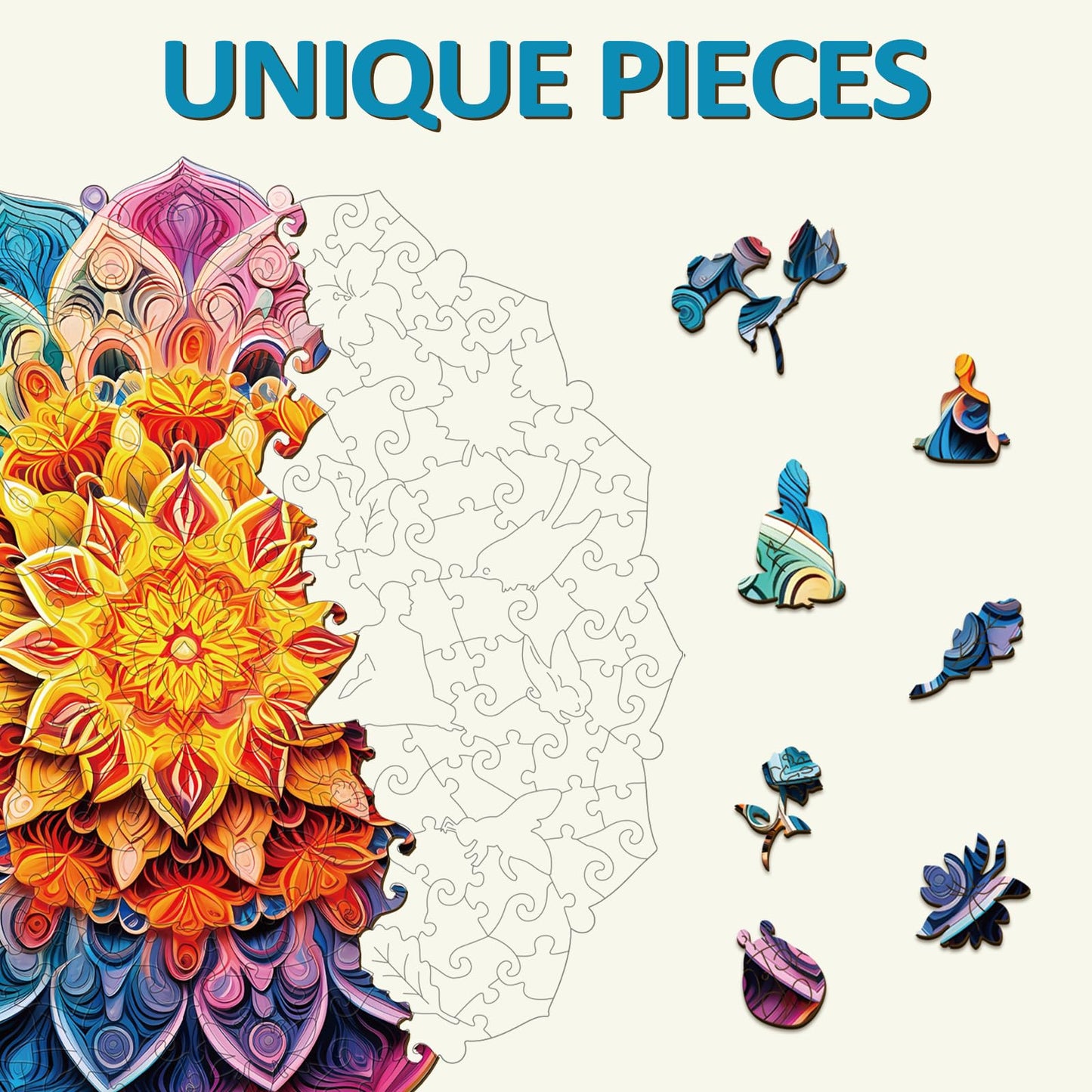 Mandala Puzzles For Adults, 300 Piece Puzzles For Adults-Mandala Kaleidoscope(L, 13.3 * 13.3In), Unique Round Jigsaw Puzzles, Cr