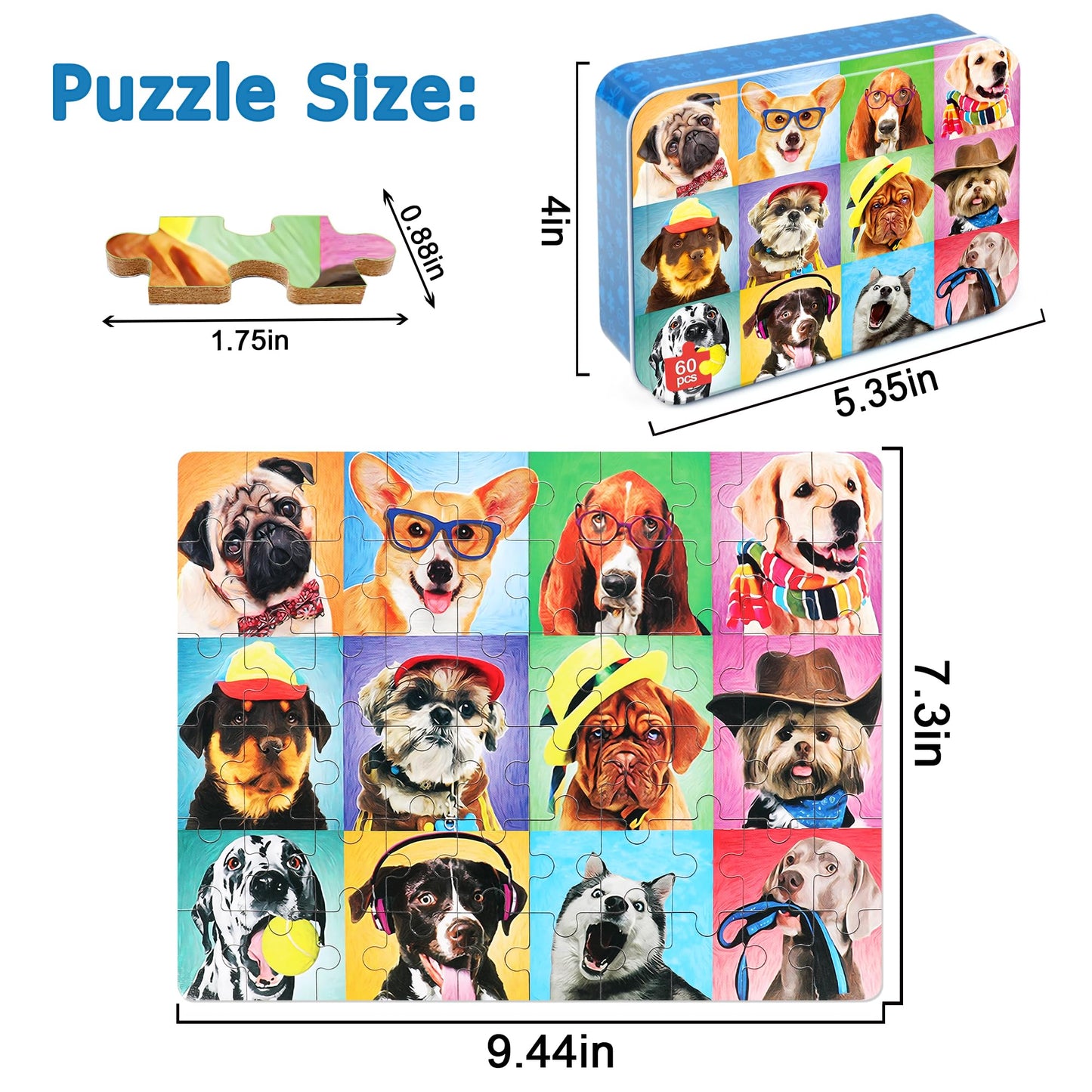 Lelemon Puzzles For Kids Ages 4-8,Mermaid 100 Piece Puzzles For Kids,Educational Kids Puzzles Ages 6-8 Jigsaw Puzzles In A Metal Box,Cool Puzzles Toys Puzzle Games For Girls And Boys