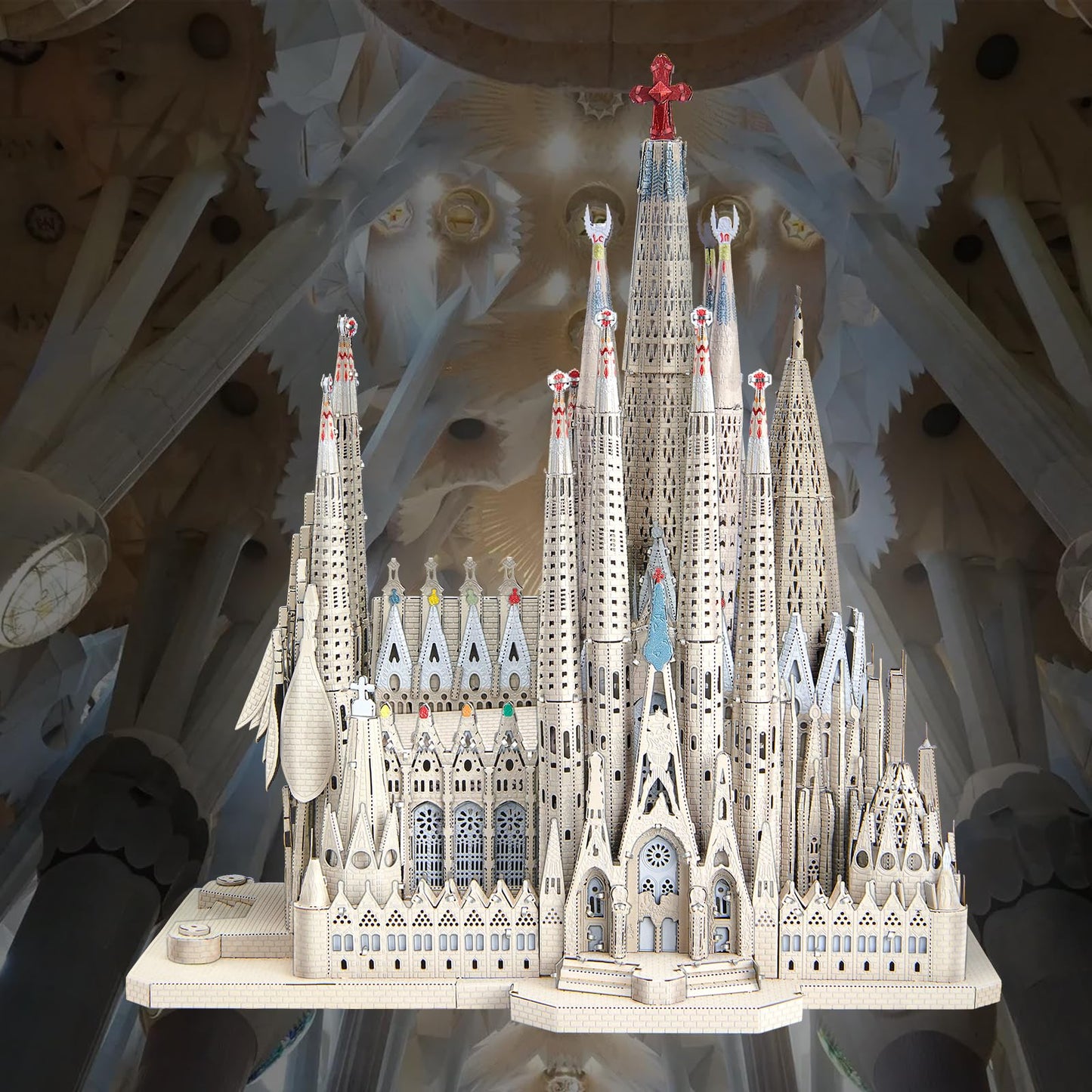 Piececool 3D Metal Puzzles For Adults And Teens, La Sagrada Família Metal Model Kit, Challenge Spanish Cathedral Brain Teaser Architecture Building Blocks Puzzle, 450 Pcs