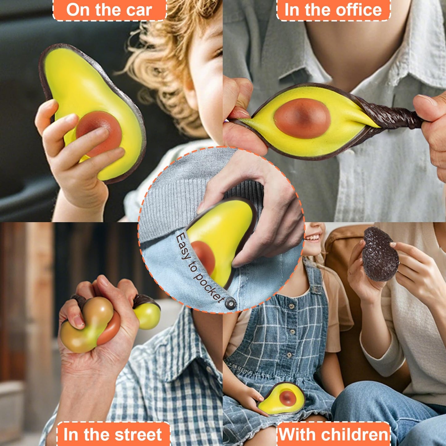 Bimoci Avocado Sensory Toy for Ages 3 to mature-themed - Fidget Toys  Sensory Toys  Stress Balls for mature-themeds & Kids - Perfect Squishy Toys for Autism Support & Stress Relief