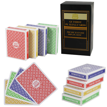 Gutshot Playing Cards, Waterproof Deck Of Cards With Spill-Proof Design, Great For Party, Game,And Magic, Pack Of 8 (Blue, Red,
