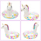 GROBRO7 Inflatable Unicorn Pool Float Inflation Swimming Floaty Pool Toy Swimming Ring with Sequins Unicorn Sea Party Water Fun Summer Outdoor Beach Water Lounge Inflatable Raft for mature-themed White