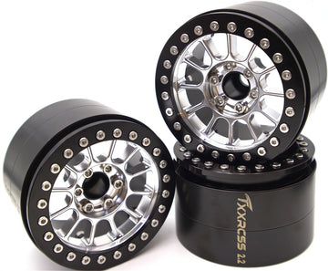 TxXrcss 200g Super Heavy Duty RC 2.2 Beadlock Wheels 1/10 Crawler Upgrade RC Wheel 4pcs Rims Hub for Axial SCX10 Trx4m (Silver B