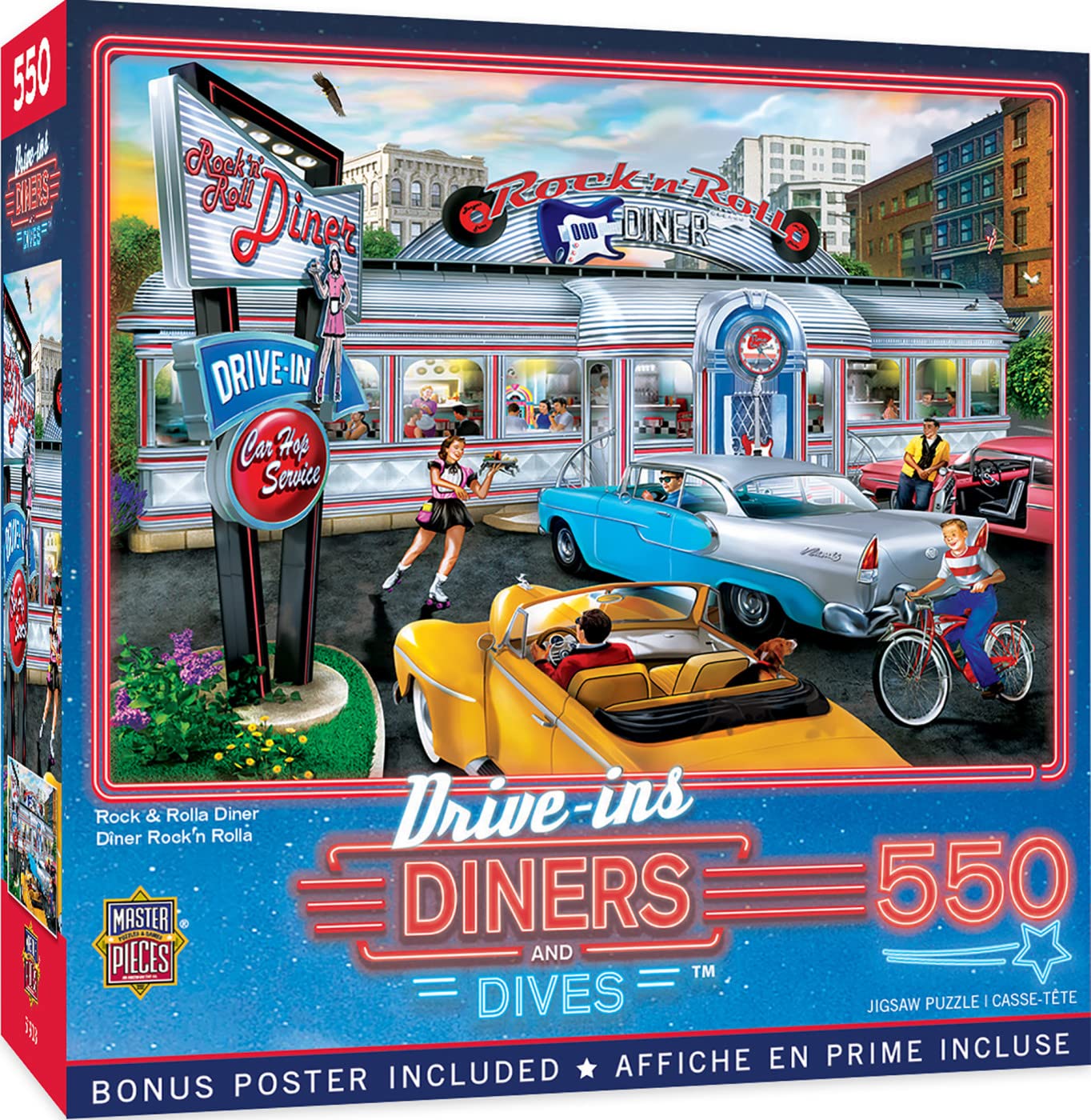 Masterpieces 550 Piece Jigsaw Puzzle For Adults, Family, Or Youth - Rock & Rolla Diner - 18''X24'' - Nostalgic Retro Jigsaw Puzz