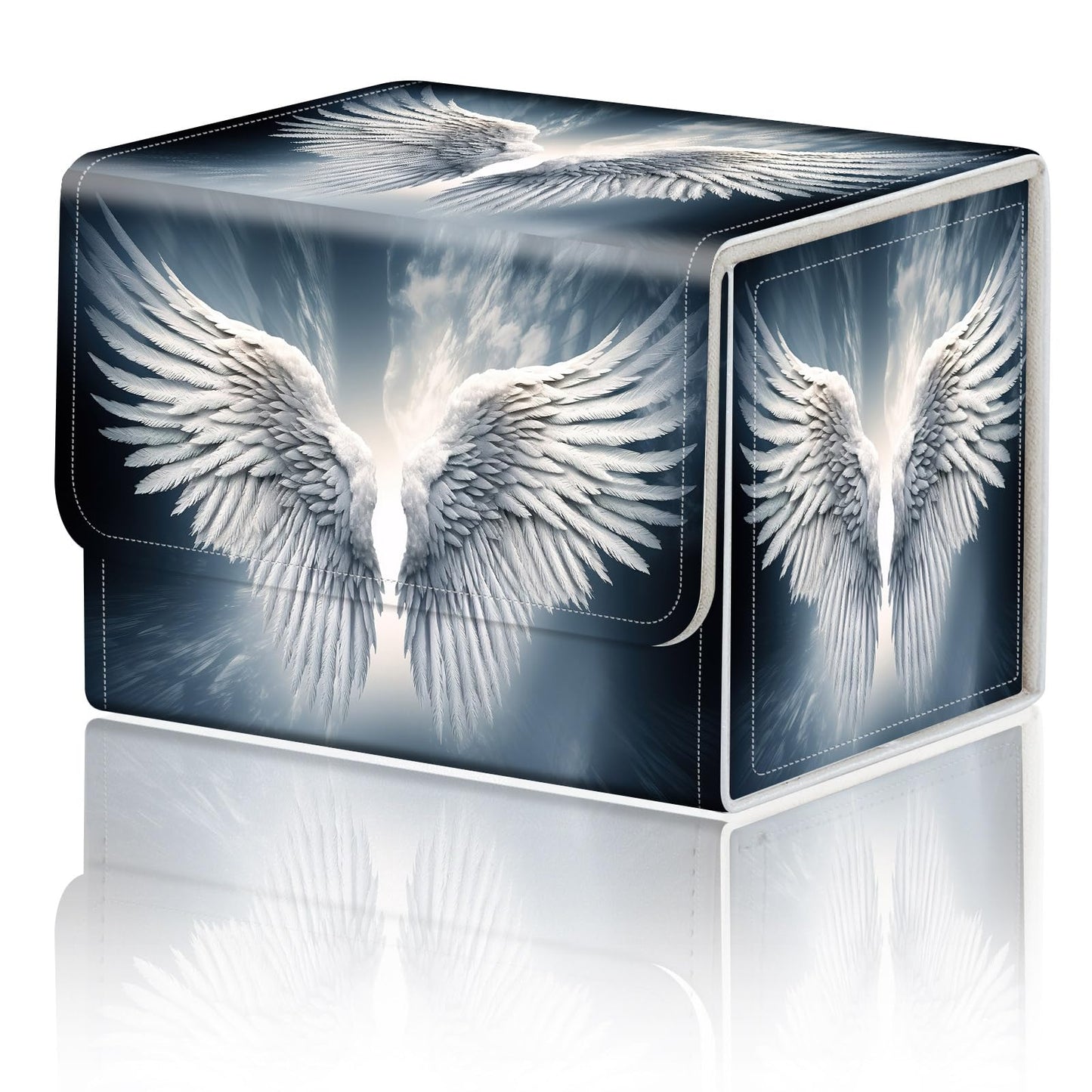 Card Game Storage Box TCG Deck Box MTG Card Box Organizer Trading Card Case Commander Deck Box TCG Card Storage Box Magnetic Closure Creative Pattern Up to 200 Cards  Sacred Angel Wing