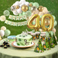 40Th Birthday Decorations Sage Green,40Th Birthday Balloon Garland Party Decorations With Number 40 Foil Balloons,Happy Birthday