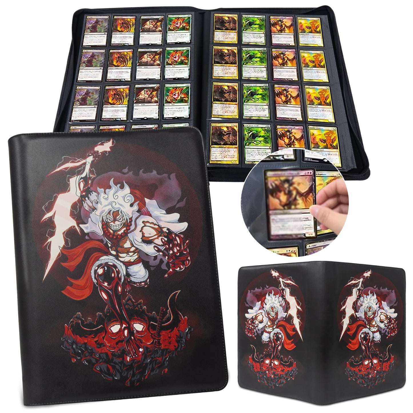 WEST TUNE One Piece Trading Card Binder - 16 Pocket, Waterproof, Holds 1024 Cards, Includes 32 Sleeves, Model WTV028