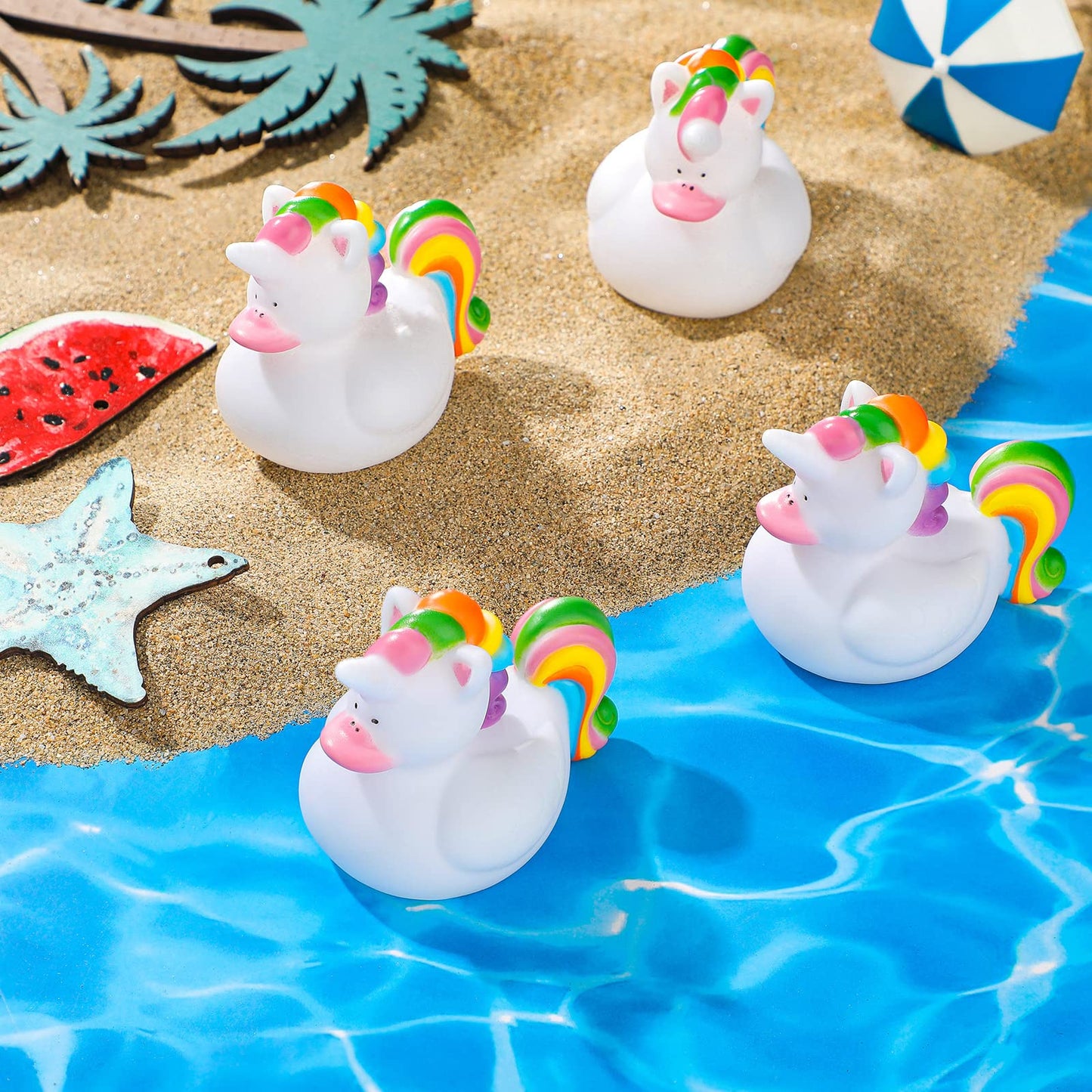 Sotiff 24 Pcs Unicorn Rubber Ducks Mini Rubber Ducks Bulk Small Rainbow Unicorn Duckies Toys For Girls Boys Birthday Pool Party Favors