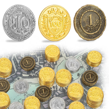 Byhoo 100 Pcs Metal Dnd Coins, 1.2'' Gold Silver Copper Tokens With Face Value For Board Game And Tabletop Rpg, Fantasy Metal Co