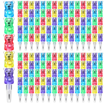 Chinco 20 Pieces Stackable Plastic Bear Pencils Kids Stacking Point Pencils 5 In 1 Colored Party Favors For Birthday Party Supplies Goodie Bag Filler School Fun Equipment
