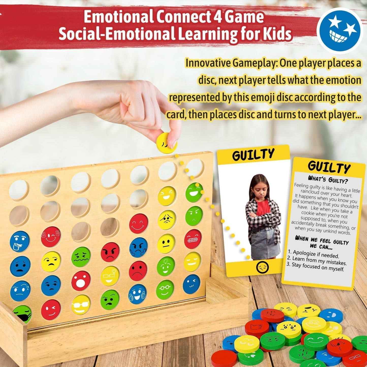 Garybank Social Emotional Learning Therapy Games for Kids, 56 Emotion Cards, Coping Skills Activities, Vivid Color, Model Emk01