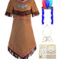 Relibeauty Girls Thanksgiving Costume Kids Dress Outfit With Hair Accessories And Necklaces, 4T/110 Brown