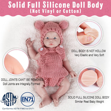 Vollence 17 Inch Full Silicone Baby Doll,Not Vinyl Material Dolls,Eyes Open Realistic Reborn Baby Doll,Real Baby Doll,Lifelike Baby Dolls - Girl