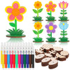 Chivertion 54 Pcs Diy Wooden Flowers Painting Craft Kit Spring Crafts 30 Paint Your Own Wood Flowers Cutout Slices With 24 Color