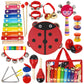 Raimy Kids Musical Instruments Set - Wooden Percussion Instruments Toy For Toddler Baby, Preschool Educational Music Toys For Boys And Girls With Carrying Bag (Red)
