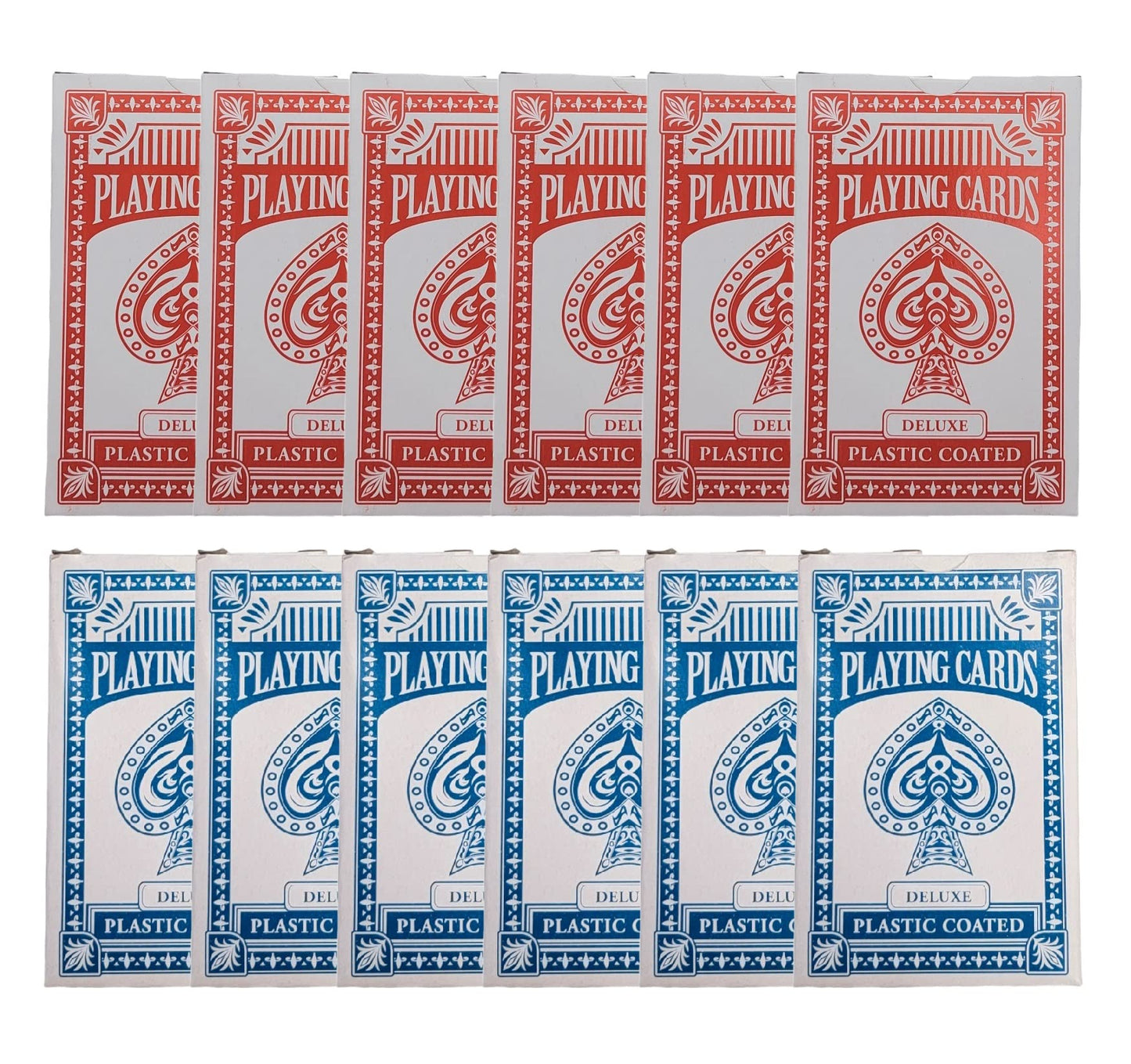 Zugar Land Economy Playing Cards 12 Decks (6 Red And 6 Blue Decks) 2.3/8 Inches By 3.3/8 Inches (55Mm X 86Mm) Plastic Coated. Great For Poker, Blackjack, Bridge And More. (12 Decks)