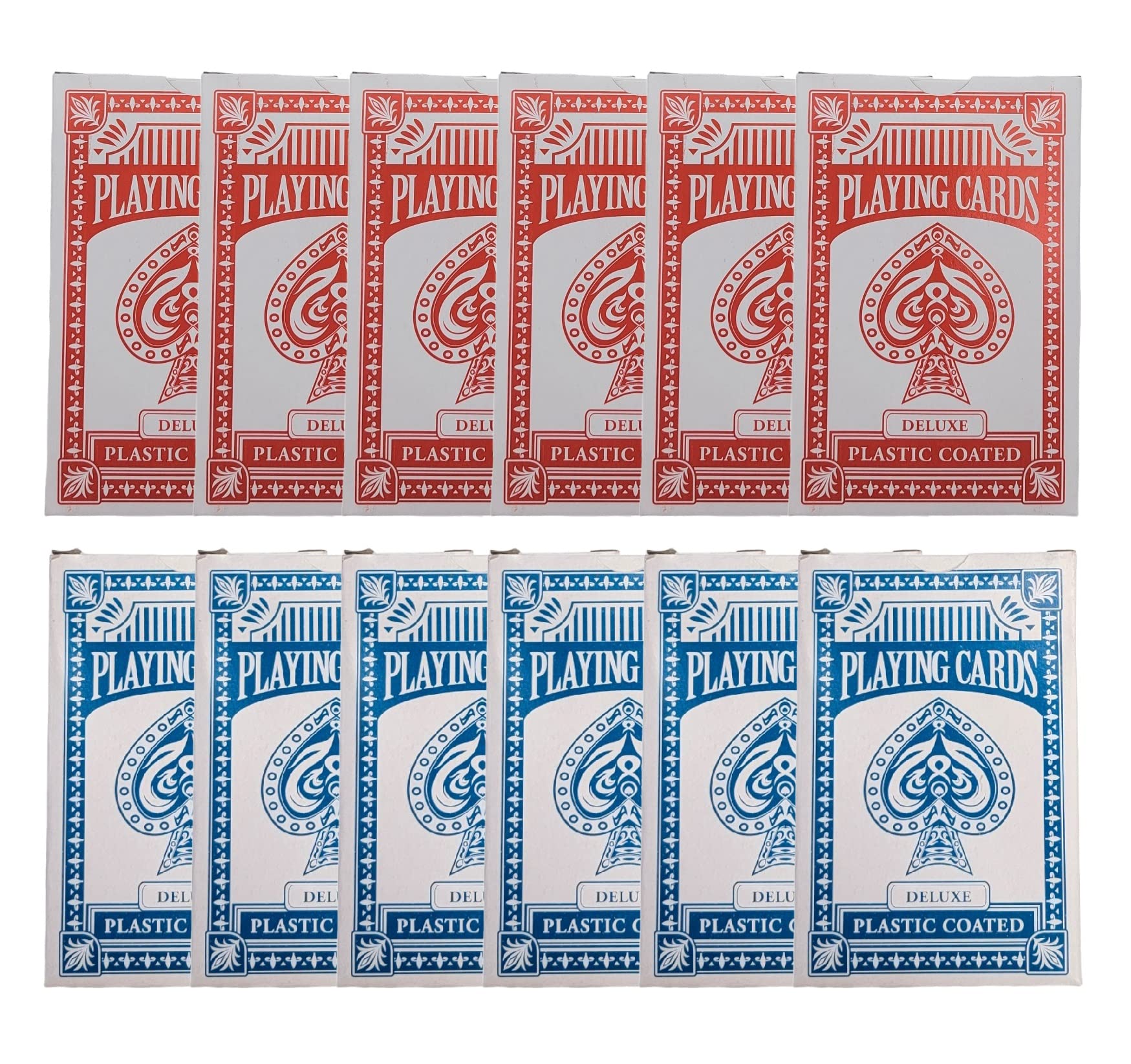 Zugar Land Economy Playing Cards 12 Decks (6 Red And 6 Blue Decks) 2.3/8 Inches By 3.3/8 Inches (55Mm X 86Mm) Plastic Coated. Great For Poker, Blackjack, Bridge And More. (12 Decks)