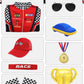 Treyrea Race Car Driver Costume Boys Racer Jumpsuit With Car Cap Kids Dress Up For Halloween (Red Set, Xl(For Height 57''-60''))