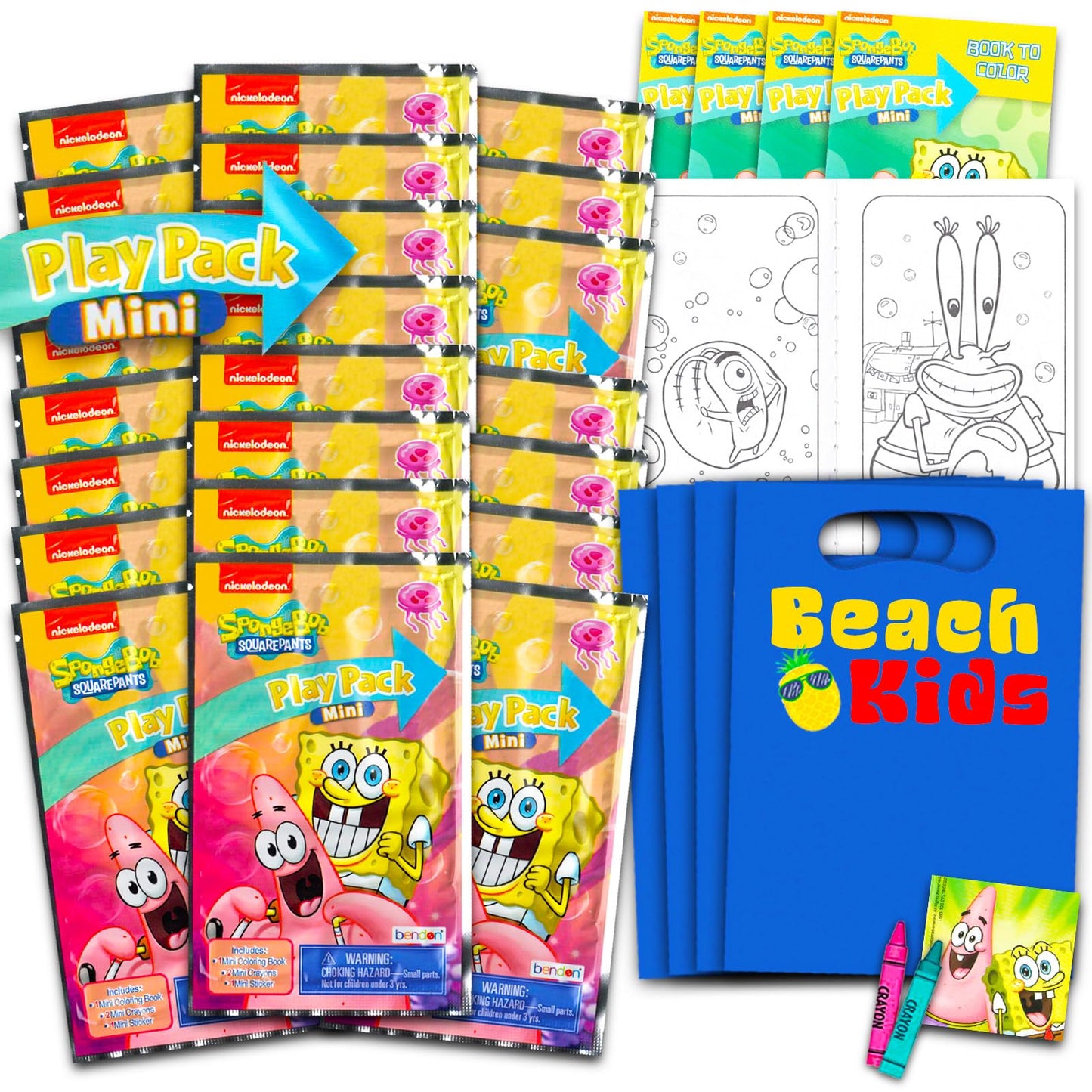 Viacom Spongebob Squarepants Mini Party Favors Set for Kids - Bundle with 24 Mini Spongebob Grab n Go Play Packs with Coloring P
