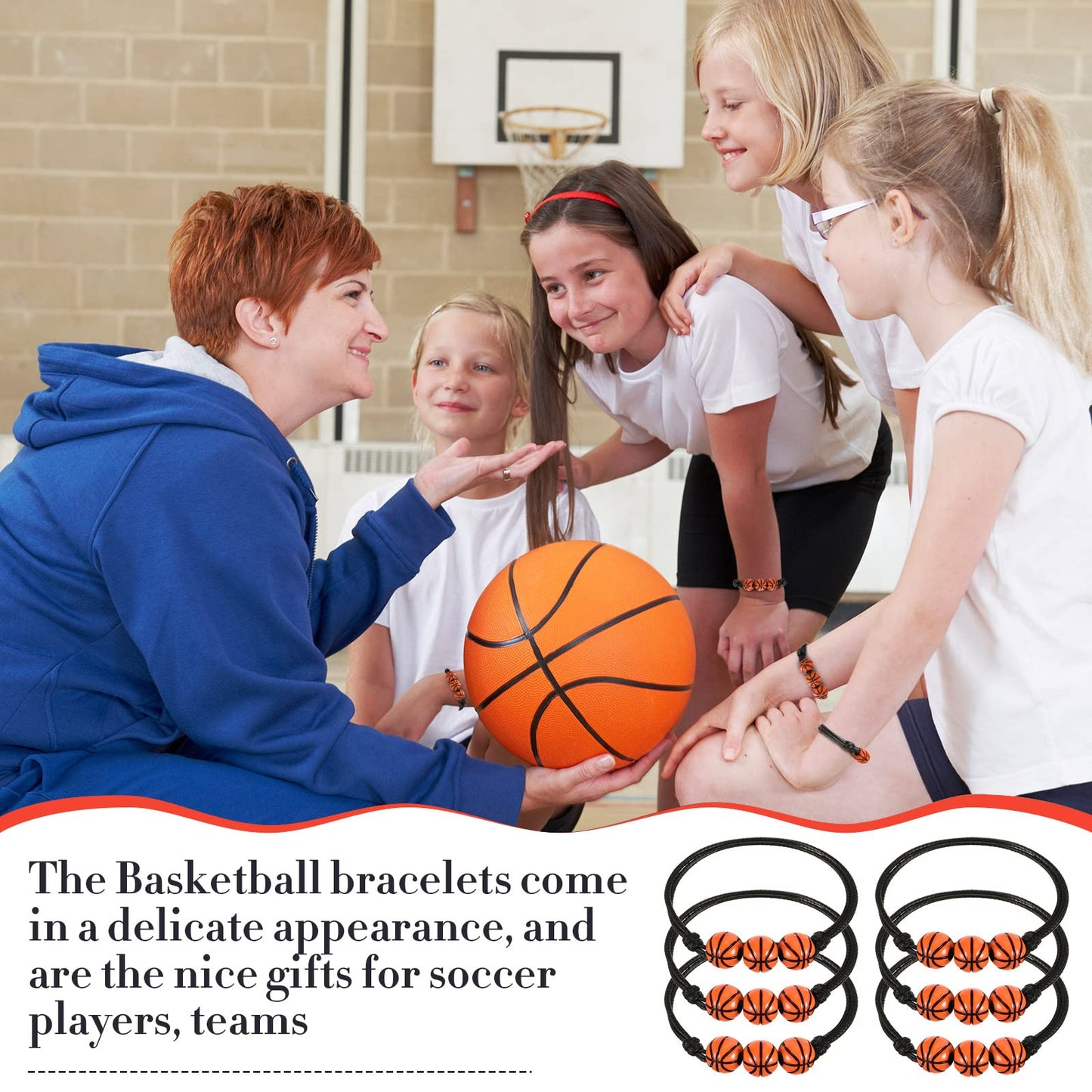 Yinkin 32 Pcs Basketball Team Gifts for Girls Team Boys Bracelet Basketball Accessories Sport Party Favors Charms Jewelry Gifts