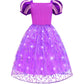 Aolliya Rapunzel Dress For Girls Purple Puff Sleeve Princess Costumes Fancy Dress Up For Halloween Cosplay Carnival