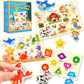 Wooden Peg Puzzles For Toddlers,Montessori Toddler Puzzles For Child,Fine Motor Skill Learning Puzzles Toys For Baby Boys Girls Gifts-3 Pcs Shape,Farm,Sea Animal