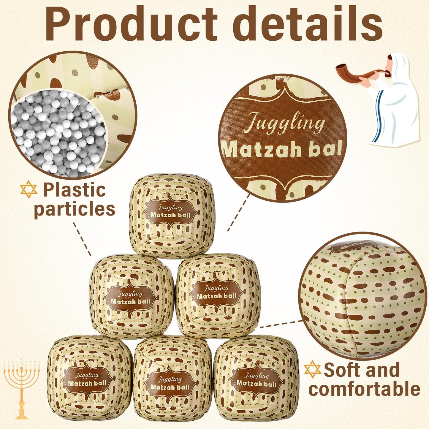 Blueweenly 12 Packs Passover Matzah Juggling Balls Mini Juggling Matzah Balls Juggling Sets Circus Balls With Matzo Decor For Pe