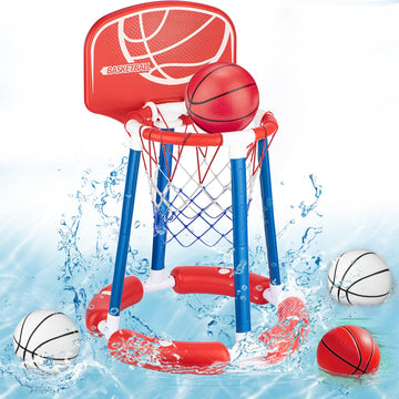 Pool Basketball Hoop With Backboard, Floating Pool Toy For Kids, Inflatbale Pool Basketball Outdoor Toys With 4 Balls & Pump For