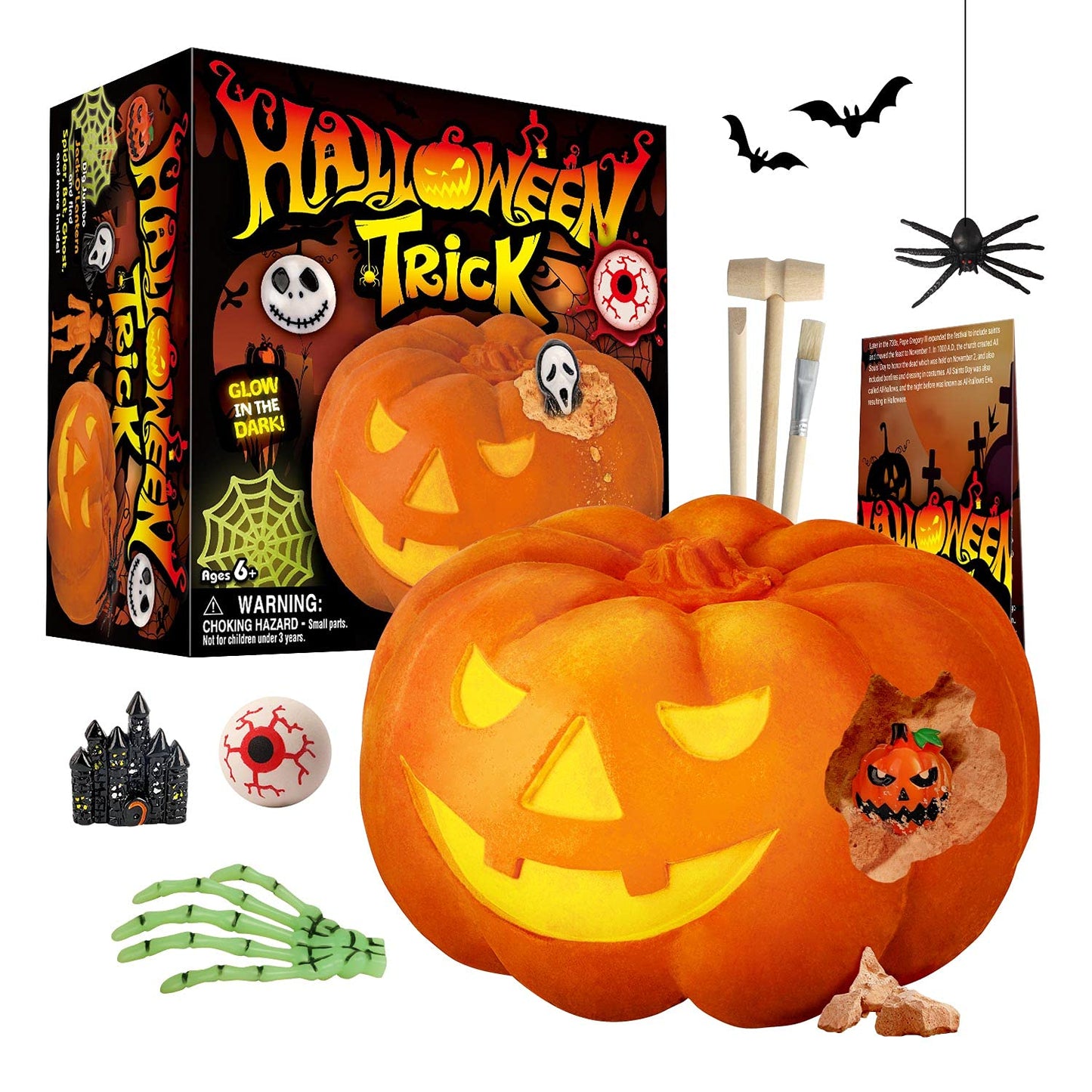 XX Halloween Spooky Pumpkin Dig Kit - Excavate 12 Halloween Toys - Halloween Party Favor Toy for Kids - Halloween Crafts,Educati
